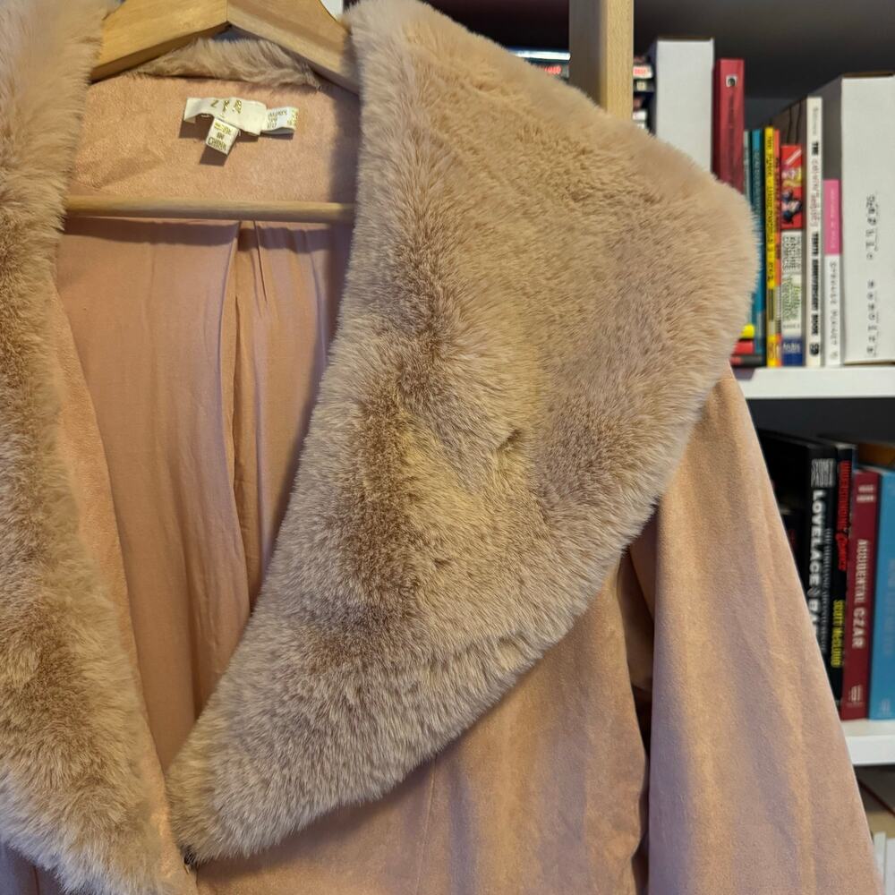 Penny Lane Faux Suede & Faux Fur Coat Boho Almost Famous 1970s Vibe — M - Picture 11 of 15